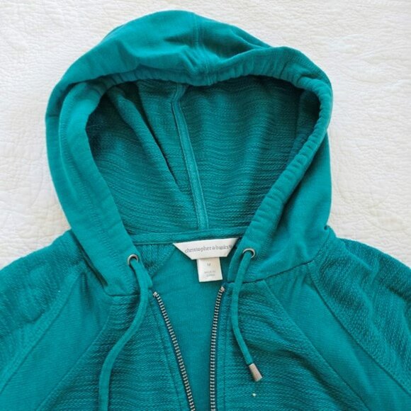 Christopher & Banks Women's Jacket Size Medium Teal Green Zipper Hoodie Pockets - Picture 6 of 15